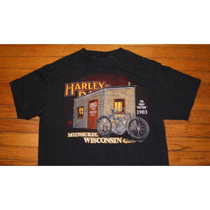 Vintage 80s Milwaukee WI Harley Davidson Medium TShirt Black USA Single Stitch